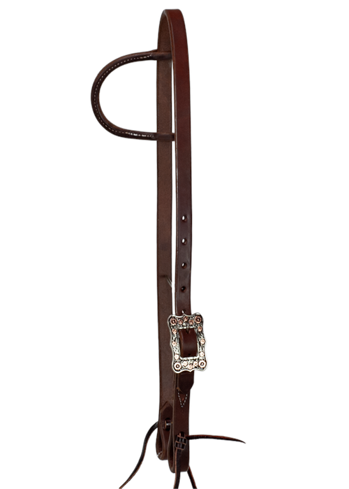 3/4" SLIP EAR HEADSTALL/bridle- COPPER DAISY BUCKLE