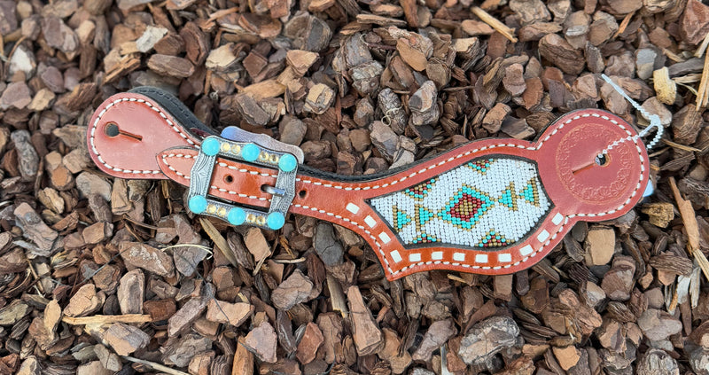 Ladies Turquoise Beaded Spur Strap