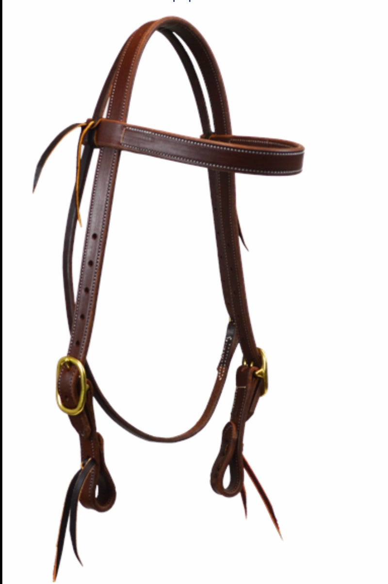 1" DOUBLED AND STITCHED BROWBAND HEADSTALL (DARK OIL) bridle
Amish Made Double Buckle Browband Headstall.