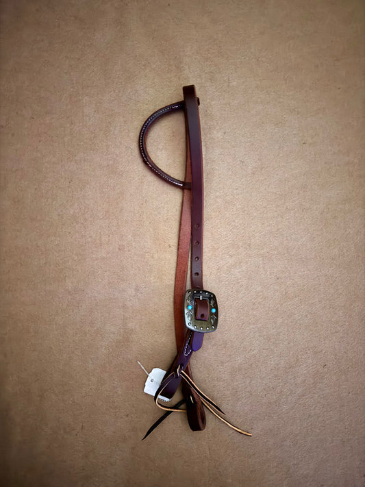 3/4” Slip Ear Bridle with Single Antique Copper Sunflower Buckle