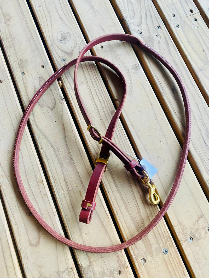 Latigo rolled & sewn roping rein