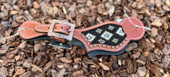 Ladies Black, White and Gold Beaded Spur Strap
