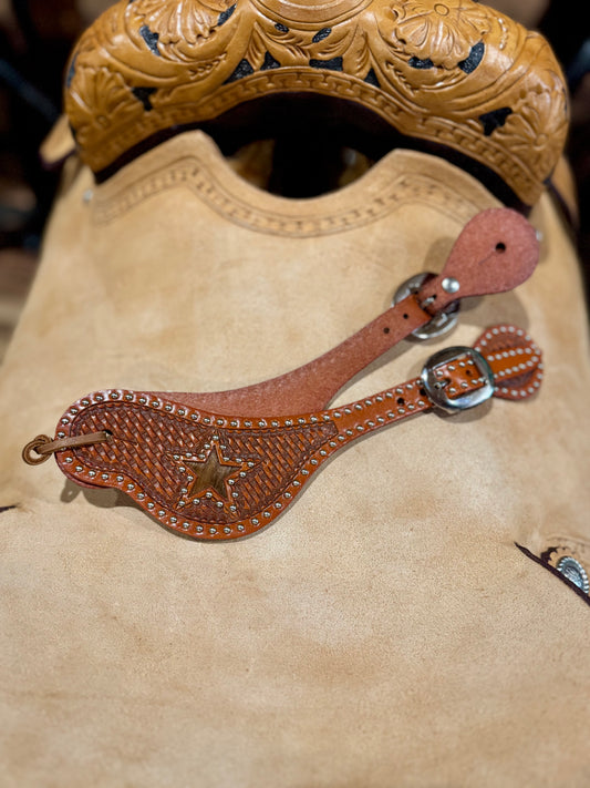 Men’s Spur Straps with Hair on Hide Star