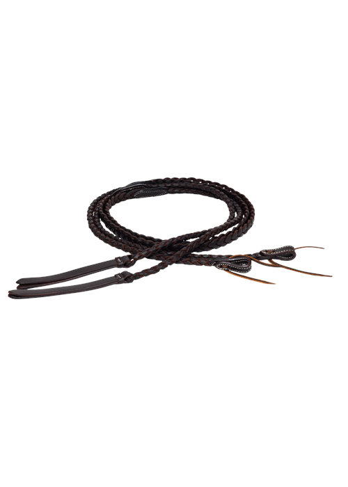 FLAT + ROUND BRAIDED LEATHER SPLIT REINS