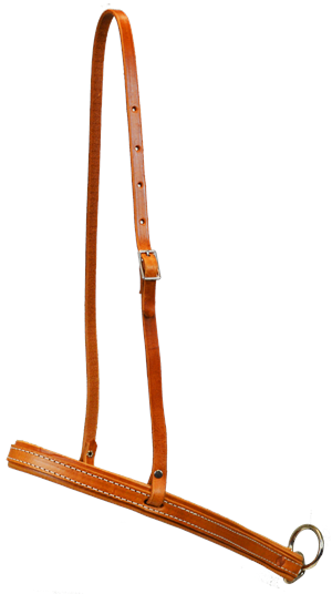 Flat Leather Tie Down Noseband - Doubled & Stitched - Natural Leather