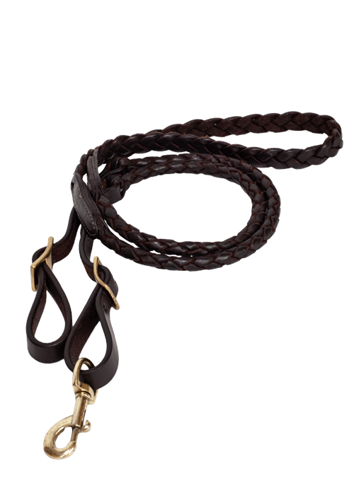 Round braided leather competition rein