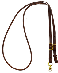 ROLLED & STITCHED LEATHER ROPING REIN (DARK OIL)