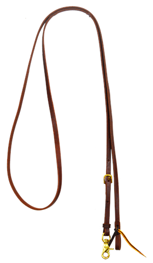 1/2" ADJUSTABLE HARNESS LEATHER ROPING REIN (DARK OIL)