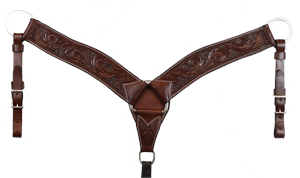 2 3/4" FLORAL TOOLED BREAST COLLAR (DARK OIL)