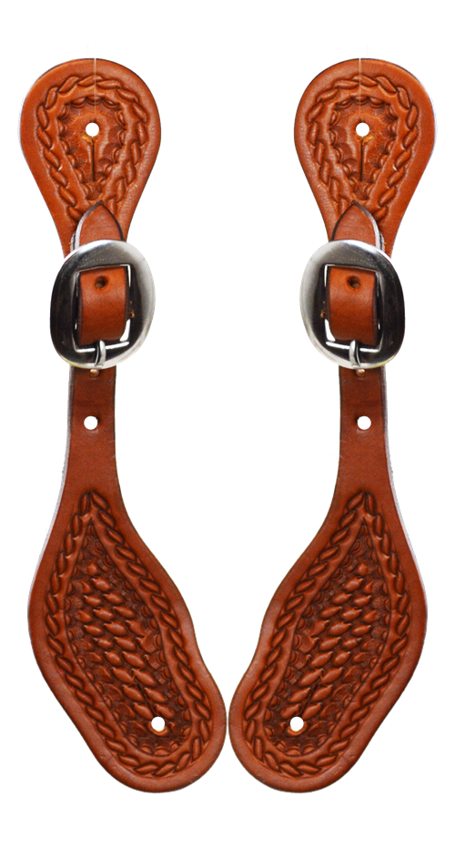 LADIES BASKETWEAVE ROPE BORDER SPUR STRAPS