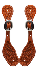 LADIES BASKETWEAVE ROPE BORDER SPUR STRAPS