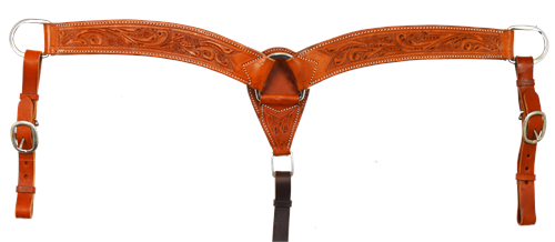 NATURAL LEATHERFLORAL TOOLED BREAST COLLAR 2 1/2"