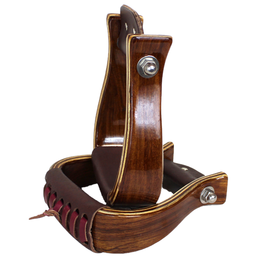 2" GLOSSY STRIPED WOOD FLAT BOTTOM STIRRUPS