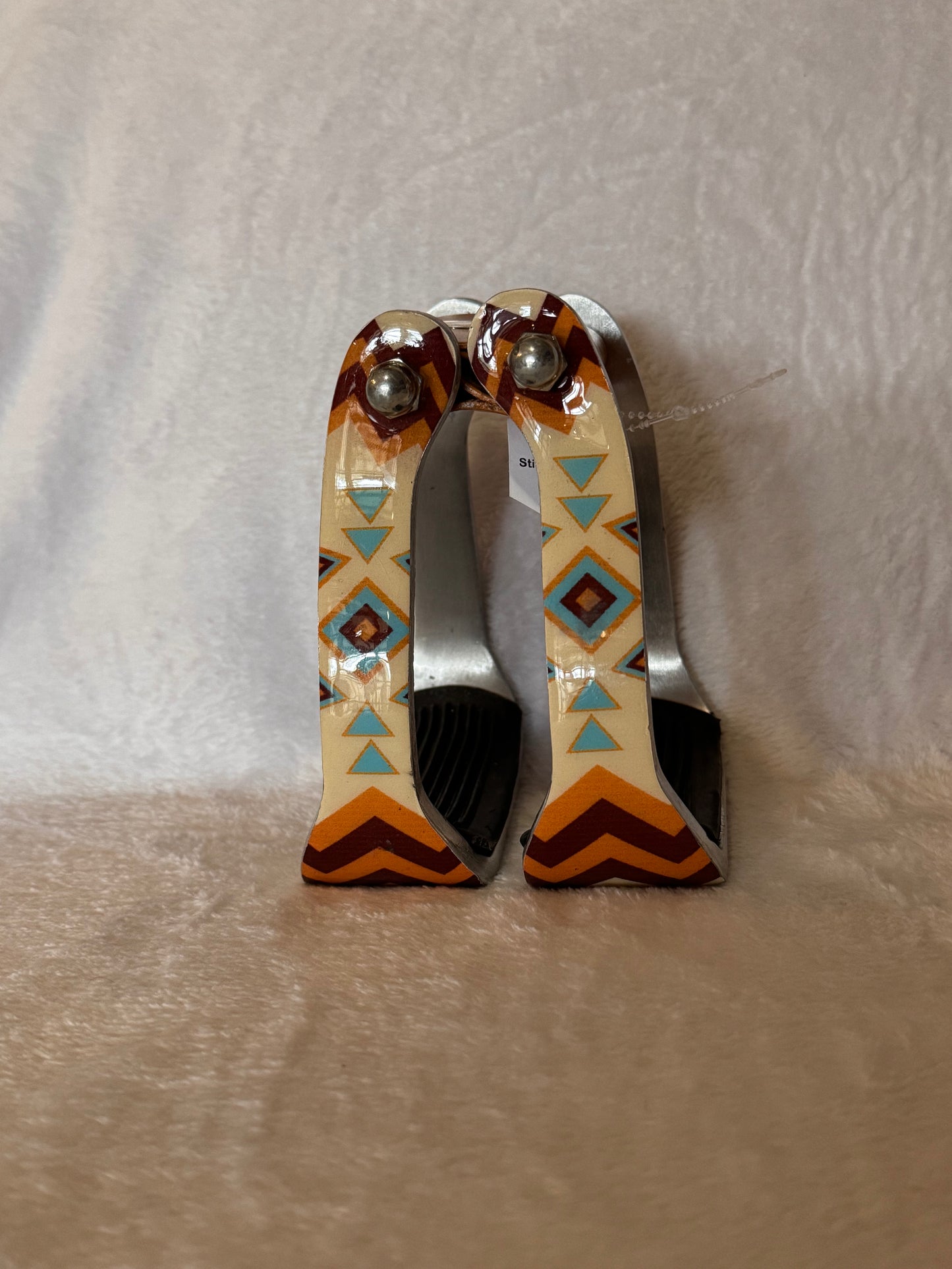Stirrups Orange & Blue Navajo Print
