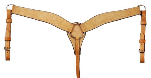 2 1/2" Roughout Leather Breast Collar - Natural Leather - Nickel Plated Hardware