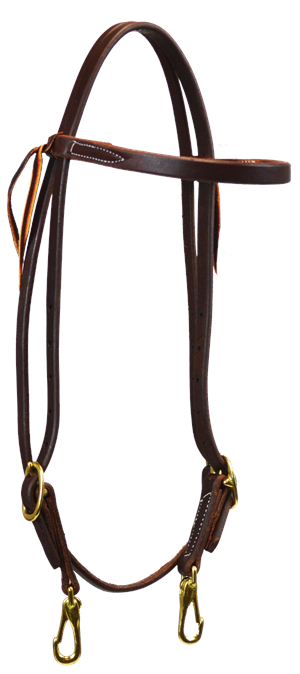 Snap Ends Browband Bridle - Dark Oil Leather - Amish made in the USA!