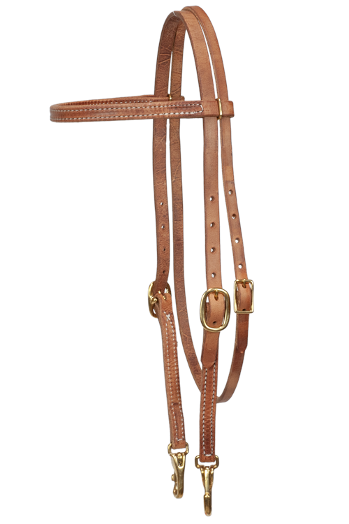 DOUBLE BUCKLE BROW-BAND BRIDLE - SNAP ENDS (NATURAL)