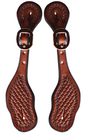 LADIES BASKETWEAVE SHELL BORDER SPUR STRAP (DARK OIL)