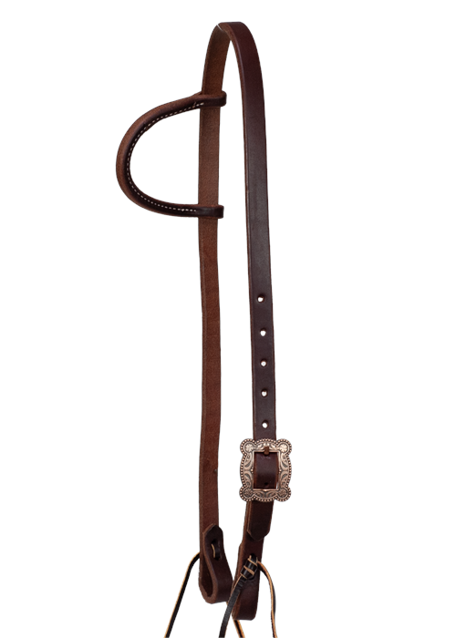 3/4" SLIP EAR BRIDLE - ANTIQUE COPPER DOTTED SCROLL BUCKLE