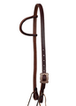 3/4" SLIP EAR BRIDLE - ANTIQUE COPPER DOTTED SCROLL BUCKLE