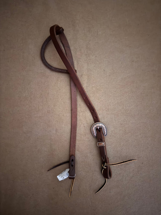 3/4” Slip Ear Bridle with Single Copper Rope Border Buckle