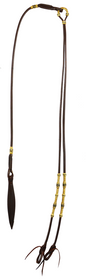 RED LEATHER AND RAWHIDE ROMAL REINS (54")