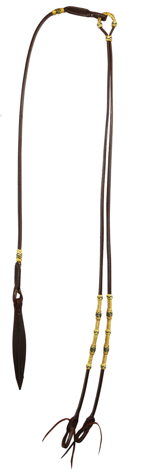 RED LEATHER AND RAWHIDE ROMAL REINS (54")