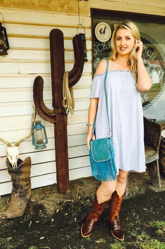 Grey Off The Shoulder Dress