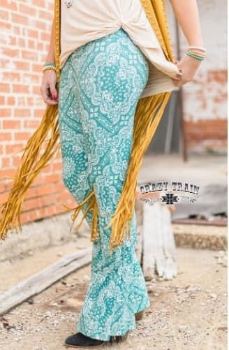 Crazy Train Paisley Stretch Flare Pants