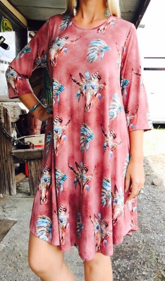 L&B Pink Longhorn Dress