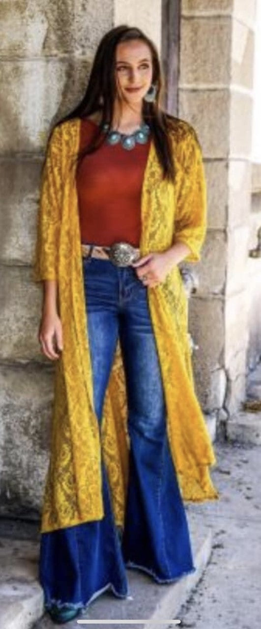 L&B Mustard Lace Duster