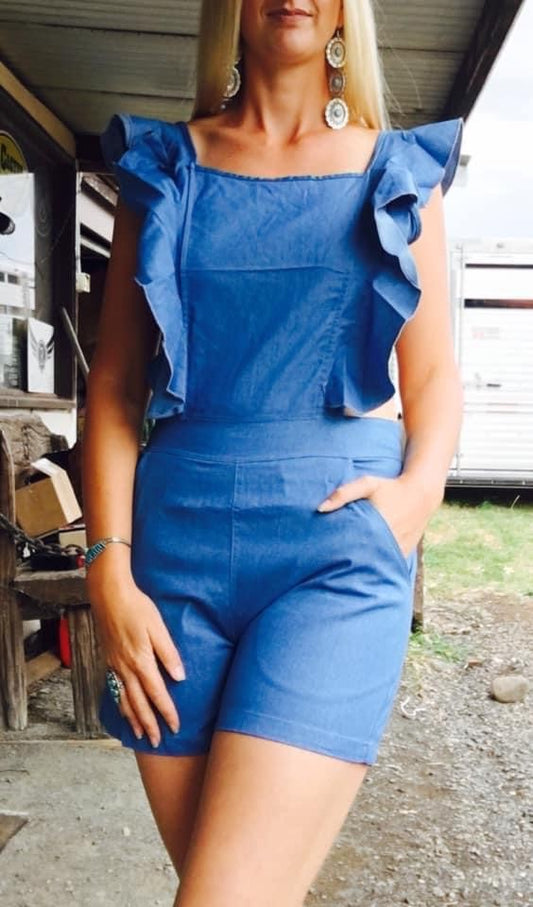 Faux Denim Jumpsuit