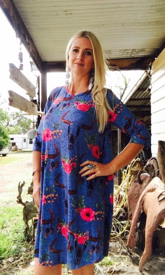 L&B Blue Longhorn Dress