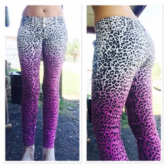 Pink Leopard Print Skinny Jeans