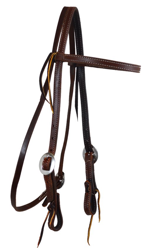 Double Stitched Browband Headstall w Stainless Buckles