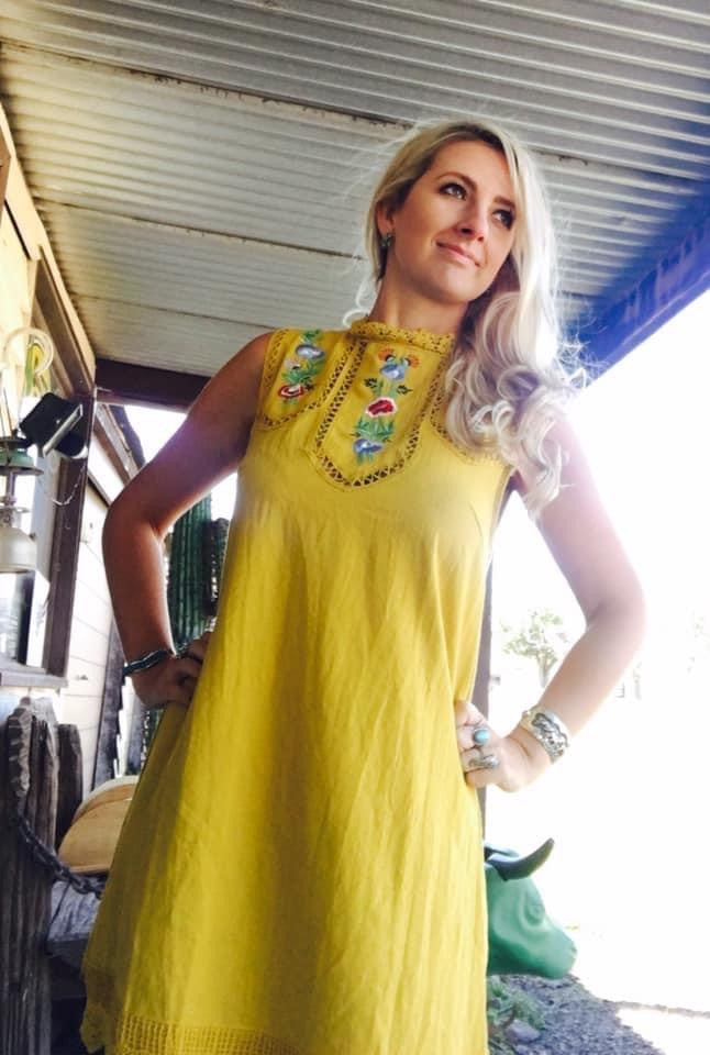 Mustard Embroidered Dress