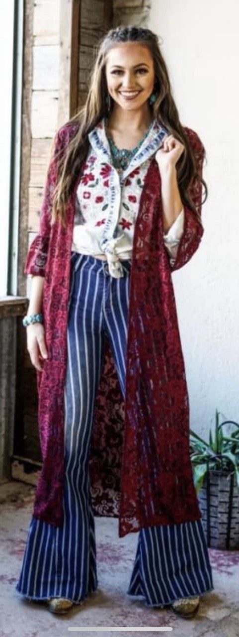 L&B Maroon Lace Duster