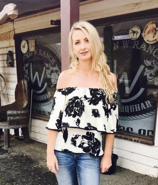Black and Cream Off The Shoulder Top
