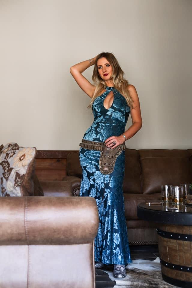 L&B Turquoise Evening Gown