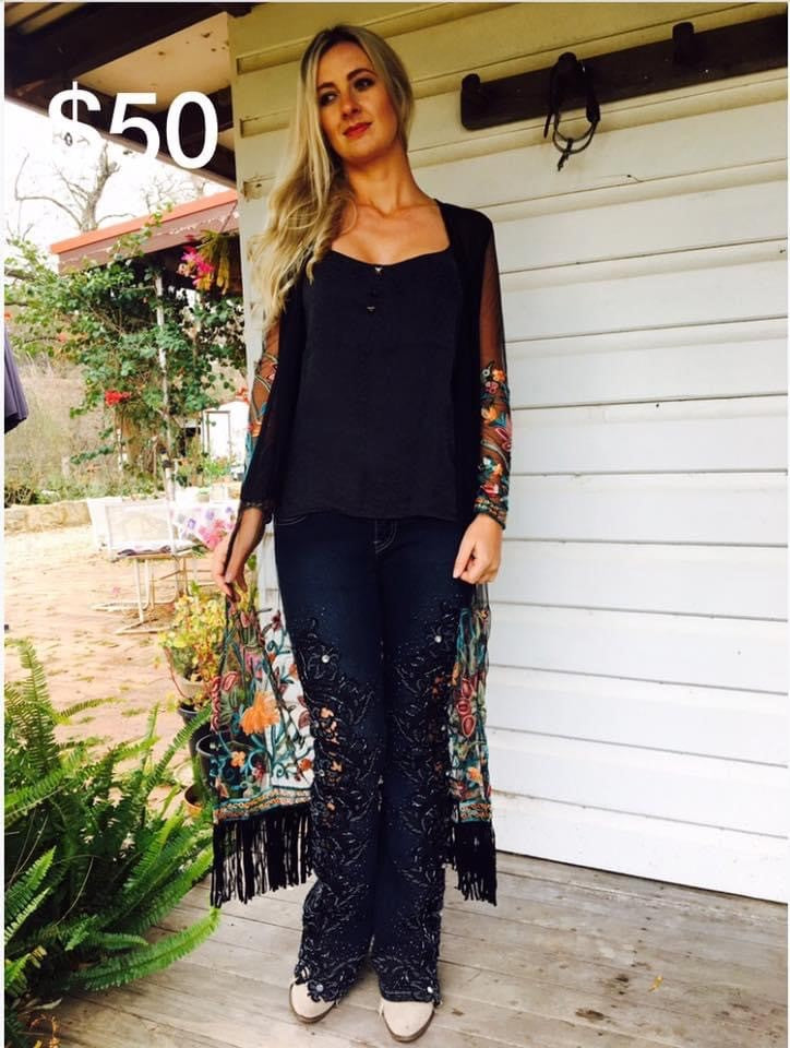Black Embroidered Duster