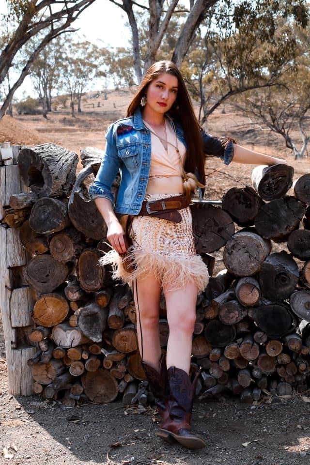 Sequins and Feather Skirt and Top