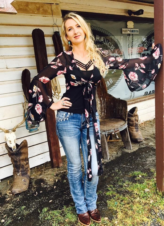 Floral Black Wrap Up