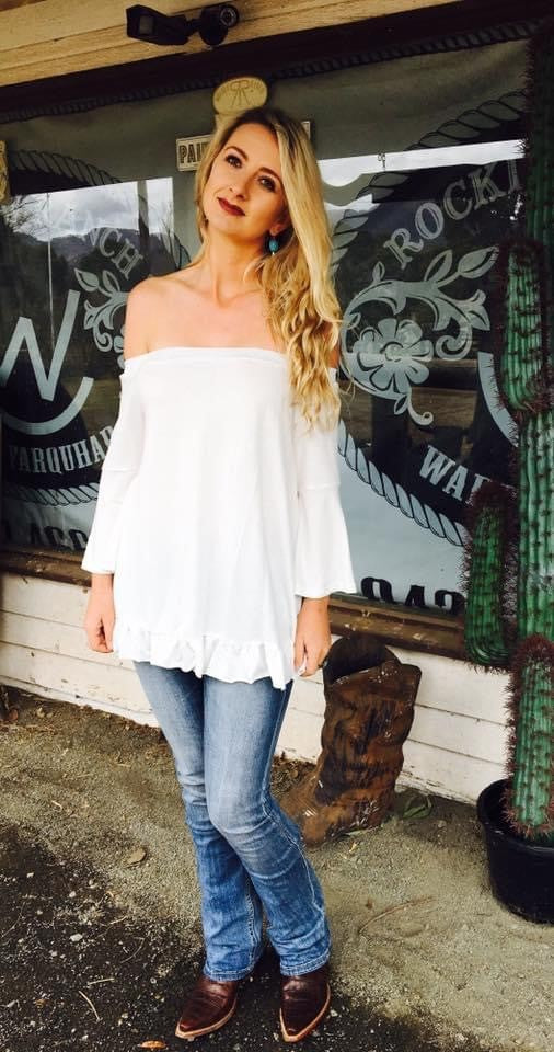 White Off The Shoulder Sweater