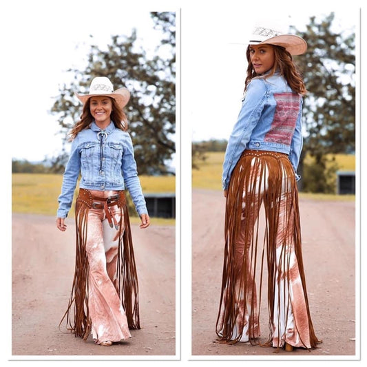 L&B Cowhide Print Flare Stretch Pants