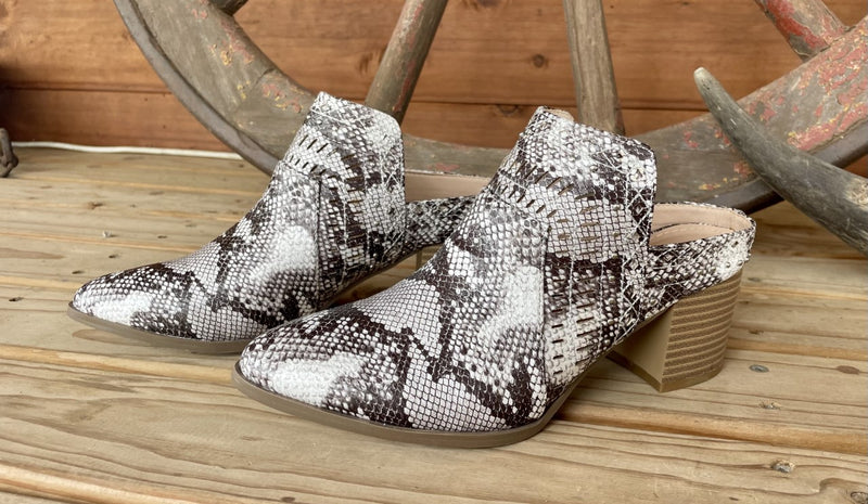 Snake Print Leather Mules