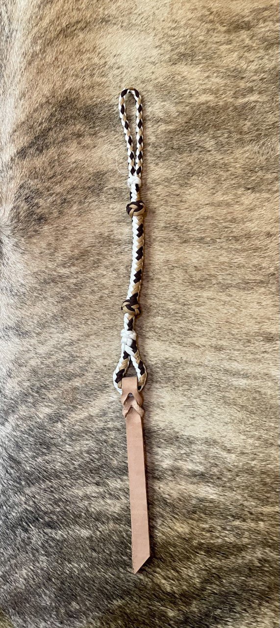 Brown Tan and White Nylon Quirt  with Leather