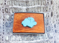 Faux Turquoise and Carved Leather Buckle