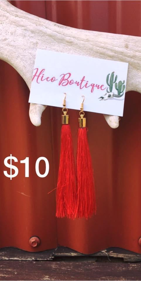Red Tassel Earrings
