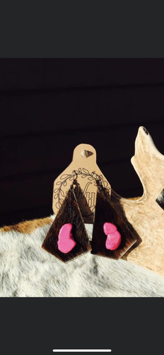 Cowhide with Pink Stone