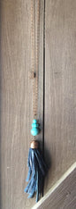 Copper Necklace with Blue Tassel